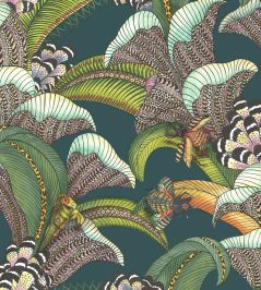 Hoopoe Leaves Wallpaper by Cole & Son Forest Green Lime & Fuchsia on Dark Virdian Hoopoe Leaves Wallpaper by Cole & Son Forest Green Lime & Fuchsia on Dark Virdian
