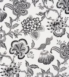 Hothouse Flowers Silhouette Fabric by Schumacher Black & White Hothouse Flowers Silhouette Fabric by Schumacher Black & White
