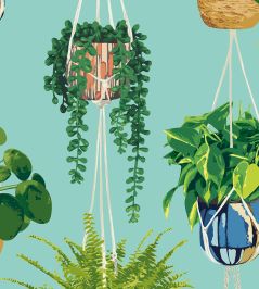 Houseplant Wallpaper by Ohpopsi Cerulean Twist Houseplant Wallpaper by Ohpopsi Cerulean Twist