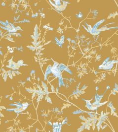 Hummingbirds Wallpaper by Cole & Son Ice Blue on Metallic Gold Hummingbirds Wallpaper by Cole & Son Ice Blue on Metallic Gold