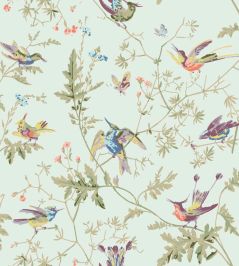 Hummingbirds Cotton Fabric by Cole & Son Duck Egg Hummingbirds Cotton Fabric by Cole & Son Duck Egg
