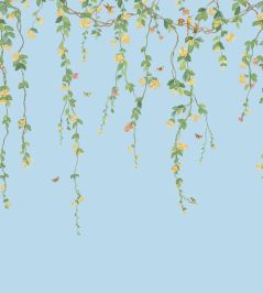 Hummingbirds Flora Mural by Cole & Son Buttercup Yellow on Cornflower Blue Hummingbirds Flora Mural by Cole & Son Buttercup Yellow on Cornflower Blue