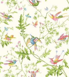 Hummingbirds Silk Fabric by Cole & Son Pearl Hummingbirds Silk Fabric by Cole & Son Pearl