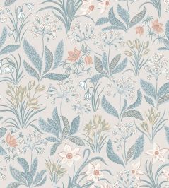 Huset I Solen Wallpaper by Sandberg Folklore Blue Huset I Solen Wallpaper by Sandberg Folklore Blue