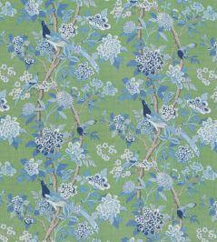 Hydrangea Bird Fabric by GP & J Baker Emerald Blue Hydrangea Bird Fabric by GP & J Baker Emerald Blue