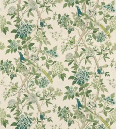 Hydrangea Bird Fabric by GP & J Baker Green Hydrangea Bird Fabric by GP & J Baker Green