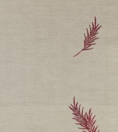 Embroidered Union Fern Fabric by Ian Mankin Red Embroidered Union Fern Fabric by Ian Mankin Red