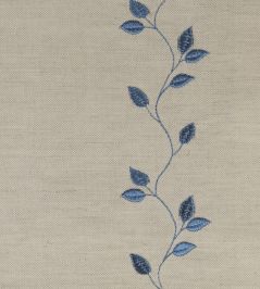 Embroidered Union Leaf Fabric by Ian Mankin Airforce Embroidered Union Leaf Fabric by Ian Mankin Airforce