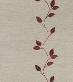 Embroidered Union Leaf Fabric by Ian Mankin Claret Embroidered Union Leaf Fabric by Ian Mankin Claret