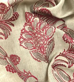 Pasha Embroidery Fabric by Ian Sanderson Rajah Red Pasha Embroidery Fabric by Ian Sanderson Rajah Red