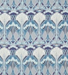 Ianthe Bloom Multi in Ladbroke Linen Fabric by Liberty Lapis Ianthe Bloom Multi in Ladbroke Linen Fabric by Liberty Lapis