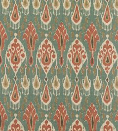 Ikat Bokhara Fabric by GP & J Baker Teal Ikat Bokhara Fabric by GP & J Baker Teal