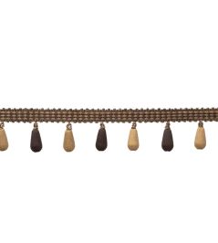 Ilana Beaded Fringe Trimming by Samuel & Sons Bark Ilana Beaded Fringe Trimming by Samuel & Sons Bark