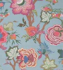 Indienne Jacobean Wallpaper by Thibaut Raspberry and Teal Indienne Jacobean Wallpaper by Thibaut Raspberry and Teal