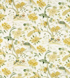 Indienne Peacock Fabric by Sanderson Gosling Yellow Indienne Peacock Fabric by Sanderson Gosling Yellow