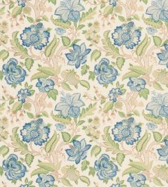 Indienne Tree Fabric by George & Minnie Emerald/Periwinkle Indienne Tree Fabric by George & Minnie Emerald/Periwinkle