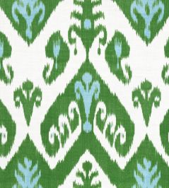 Indies Ikat Fabric by Thibaut Green Indies Ikat Fabric by Thibaut Green