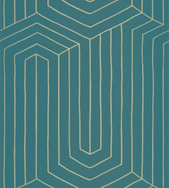 Infini Wallpaper by Caselio Bleu Canard Or Infini Wallpaper by Caselio Bleu Canard Or