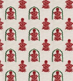 Jaipur Flower Fabric by JORO J3-Cherry/Forest Green Jaipur Flower Fabric by JORO J3-Cherry/Forest Green