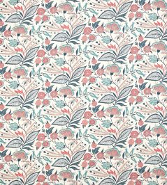 Amber Fabric by Jane Churchill Teal/Coral Amber Fabric by Jane Churchill Teal/Coral