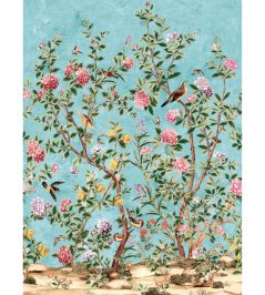 Jardin Bloom Mural by Thibaut Turquoise Jardin Bloom Mural by Thibaut Turquoise