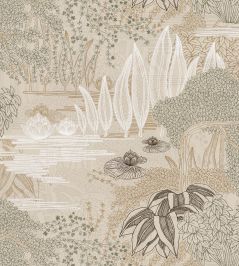 Jasmin Wallpaper by Casamance Grege / Vert Argile Jasmin Wallpaper by Casamance Grege / Vert Argile