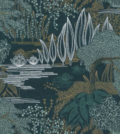 Jasmin Wallpaper by Casamance Petrole / Celadon Jasmin Wallpaper by Casamance Petrole / Celadon