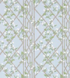 Jasmine Lattice Wallpaper by Zoffany Sky Jasmine Lattice Wallpaper by Zoffany Sky