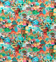Journey of Discovery Velvet Fabric by Harlequin Ionian / Harissa / Emerald Journey of Discovery Velvet Fabric by Harlequin Ionian / Harissa / Emerald