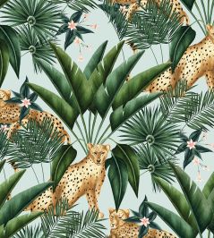 Jungle Cheetah Wallpaper by Ohpopsi Duck Egg Jungle Cheetah Wallpaper by Ohpopsi Duck Egg