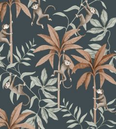 Jungle Friends Wallpaper by Borastapeter Indigo Jungle Friends Wallpaper by Borastapeter Indigo