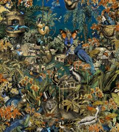 Jungle Life Wallpaper by Brand McKenzie Orange & Blue Jungle Life Wallpaper by Brand McKenzie Orange & Blue