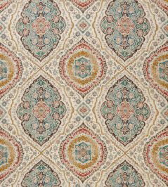 Karabali Fabric by Nina Campbell Teal/Russet/Ochre Karabali Fabric by Nina Campbell Teal/Russet/Ochre