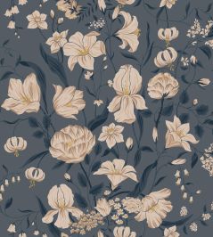 Karins Bukett Wallpaper by Sandberg Indigo Karins Bukett Wallpaper by Sandberg Indigo