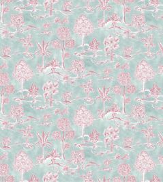 Karuna Fabric by Osborne & Little Aqua/Raspberry Karuna Fabric by Osborne & Little Aqua/Raspberry