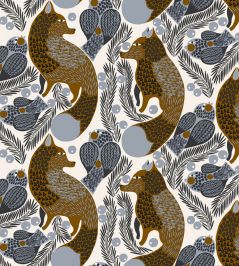 Ketunmarja Wallpaper by Marimekko Blue/Brown Ketunmarja Wallpaper by Marimekko Blue/Brown