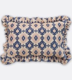 Kilim Frilled Pillow 16 x 24" by Barneby Gates Navy/Pink Kilim Frilled Pillow 16 x 24" by Barneby Gates Navy/Pink
