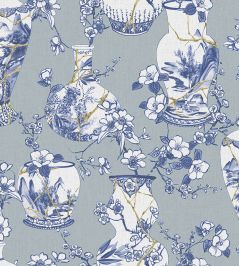 Kintsugi Pot Metallic Wallpaper by Jannelli&Volpi Blue Kintsugi Pot Metallic Wallpaper by Jannelli&Volpi Blue