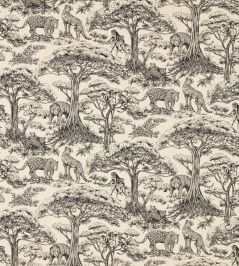 Kisumu Fabric by Clarke & Clarke Noir/Linen Kisumu Fabric by Clarke & Clarke Noir/Linen