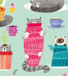 Kitten Kaboodle Wallpaper by Ohpopsi Spearmint Kitten Kaboodle Wallpaper by Ohpopsi Spearmint