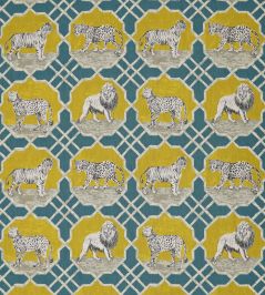 Kitty Cat Fabric by Jim Thompson No.9 Teal Kitty Cat Fabric by Jim Thompson No.9 Teal