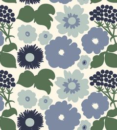 Kukkatori Wallpaper by Marimekko Blue Kukkatori Wallpaper by Marimekko Blue