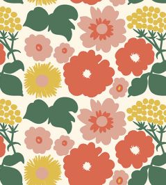 Kukkatori Wallpaper by Marimekko Red/Green Kukkatori Wallpaper by Marimekko Red/Green