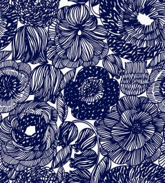 Kurjenpolvi Wallpaper by Marimekko Blue Kurjenpolvi Wallpaper by Marimekko Blue