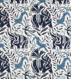 La Jungle Fabric by Christopher Farr Cloth Dark Indigo La Jungle Fabric by Christopher Farr Cloth Dark Indigo