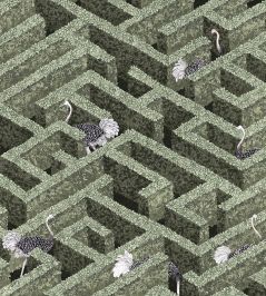 Labyrinth With Ostriches Wallpaper by Josephine Munsey Eucalyptus Labyrinth With Ostriches Wallpaper by Josephine Munsey Eucalyptus