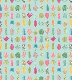 Leaf Boogie Wallpaper by Ohpopsi Aqua & Raspberry Leaf Boogie Wallpaper by Ohpopsi Aqua & Raspberry