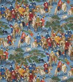 Les Cavaliers Lin Fabric by Manuel Canovas Ciel Les Cavaliers Lin Fabric by Manuel Canovas Ciel