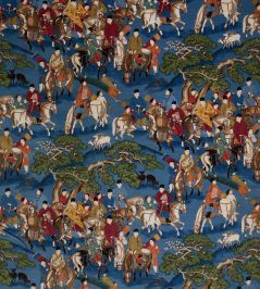 Les Cavaliers Velours Fabric by Manuel Canovas Azur Les Cavaliers Velours Fabric by Manuel Canovas Azur