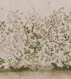 Les Oiseaux Panel Set Mural by Schumacher Parchment Les Oiseaux Panel Set Mural by Schumacher Parchment